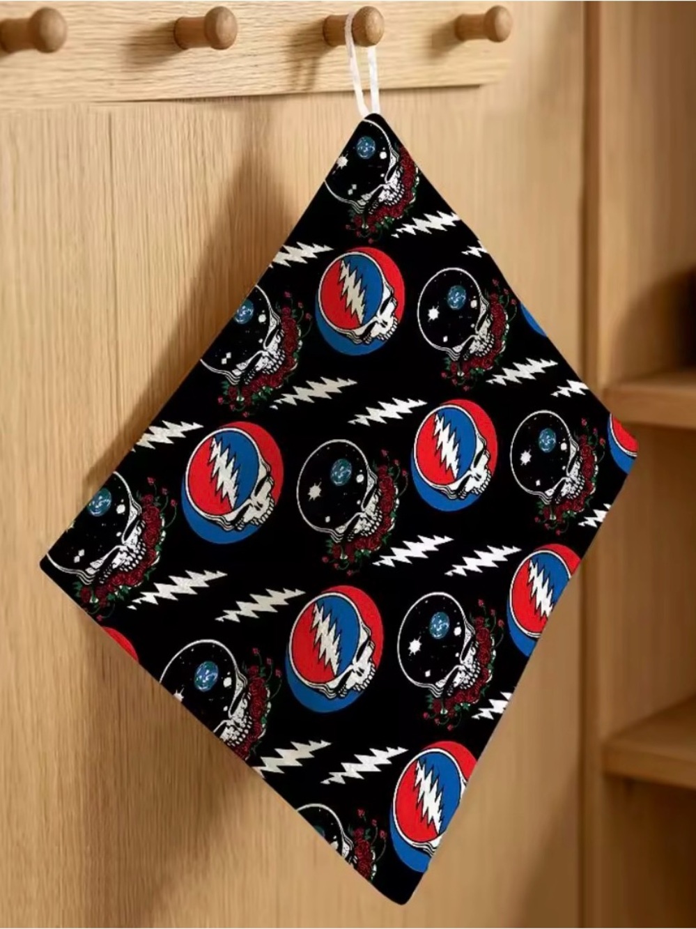 Grateful Dead Hanging Kitchen Towel, Polyester Cotton Material, Wear Resistant